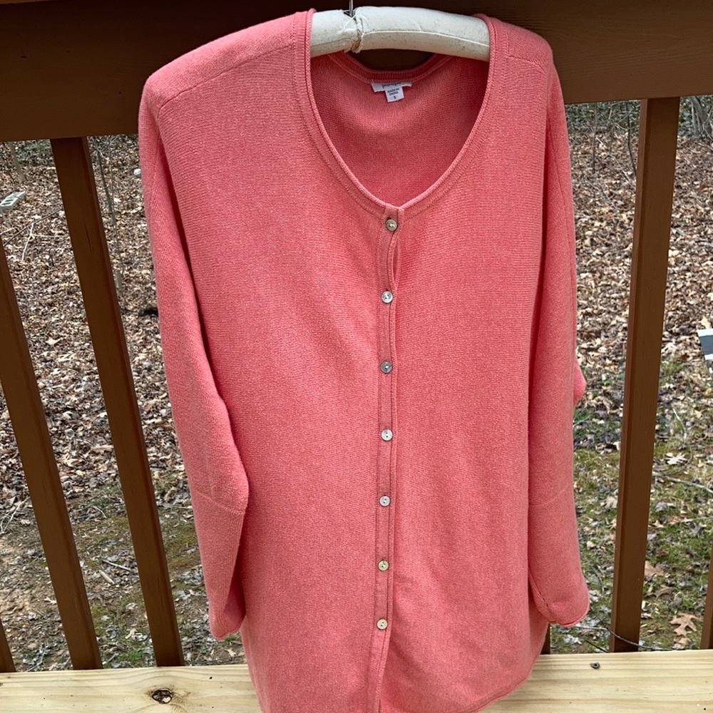 Pure Jill peach cotton cardigan sweater